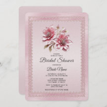 Modern Pink Flowers Bridal Shower Invitation