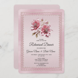 Invitación Modern Pink Flowers Rehearsal Dinner