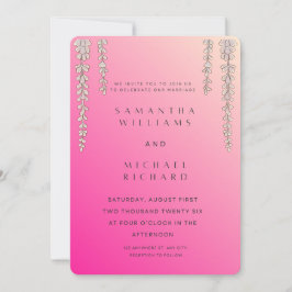 Invitación Modern Pink Ombre Wisteria Wedding Invitation - Cu