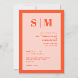 Invitación Modern pink orange Earth Tone Wedding