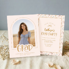 Invitación Modern Pink Photo Graduation Party Announcement