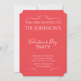 Invitación Modern Pink Red Valentines Day Party Invitation