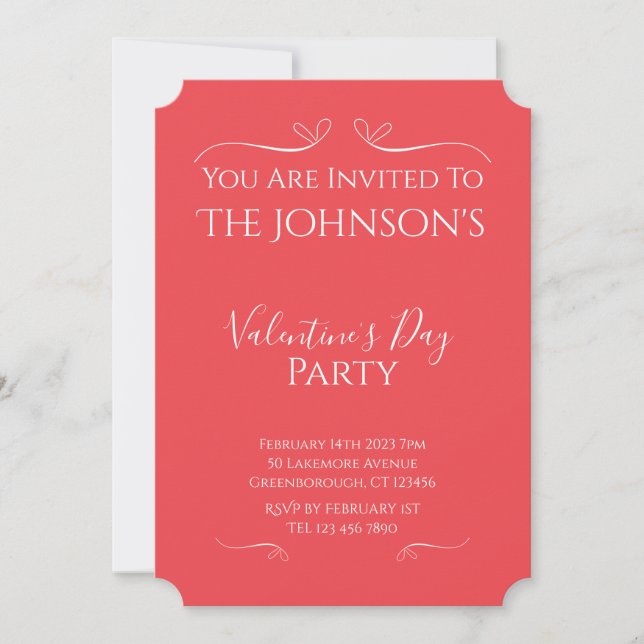 Invitación Modern Pink Red Valentines Day Party Invitation (Anverso)