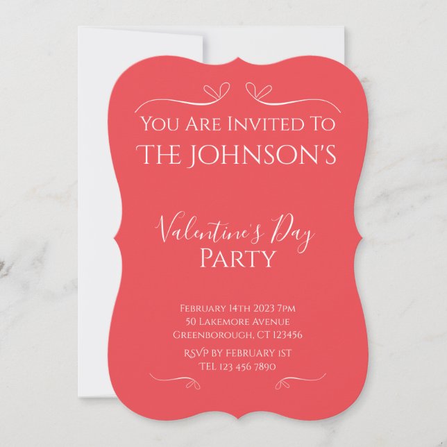 Invitación Modern Pink Red Valentines Day Party Invitation (Anverso)