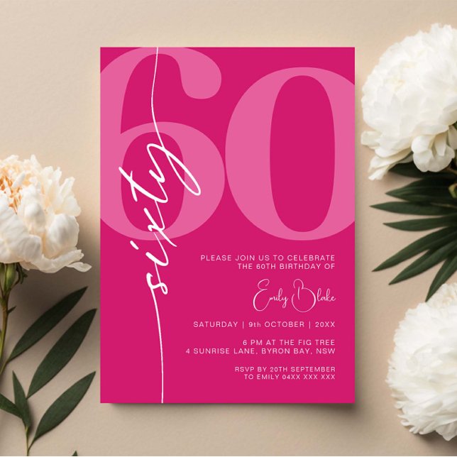 Invitación Modern Pink Sixty 60th Birthday Party (Subido por el creador)