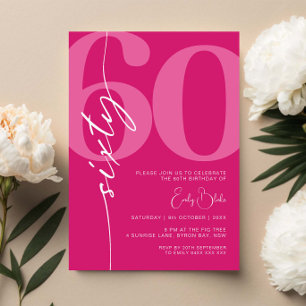 Invitación Modern Pink Sixty 60th Birthday Party
