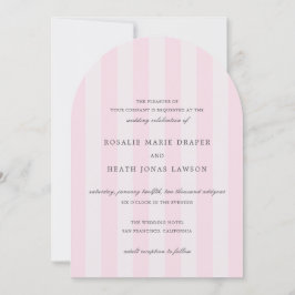 Invitación Modern Pink Stripes Elegant Wedding