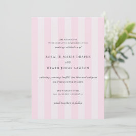 Invitación Modern Pink Stripes Elegant Wedding