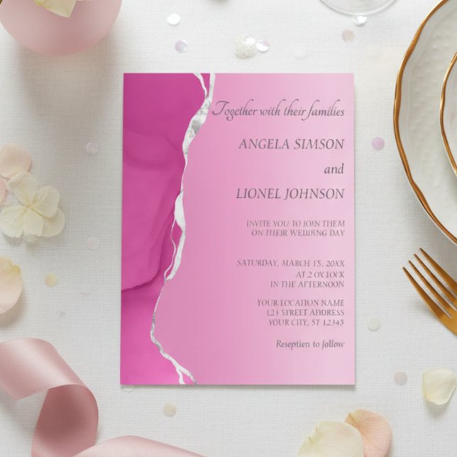 Invitación Modern Pink Torn-Edge Wedding  (Subido por el creador)
