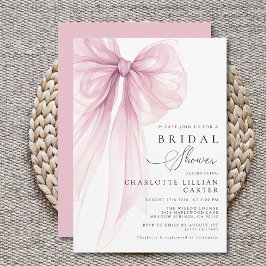 Invitación Modern Pink Watercolor Bow Bridal Shower