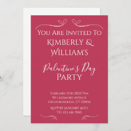Invitación Modern Pink White Palentine's Day Party Invitation