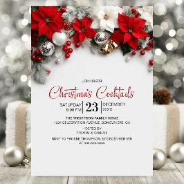 Invitación Modern Poinsettia Christmas Cocktails