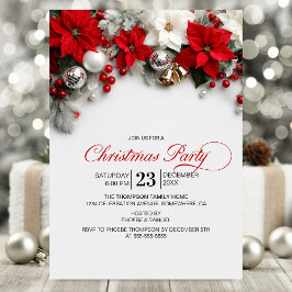 Invitación Modern Poinsettia Christmas Party