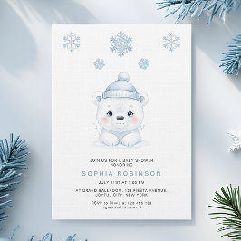 Invitación Modern Polar Bear Winter Baby Boy Shower