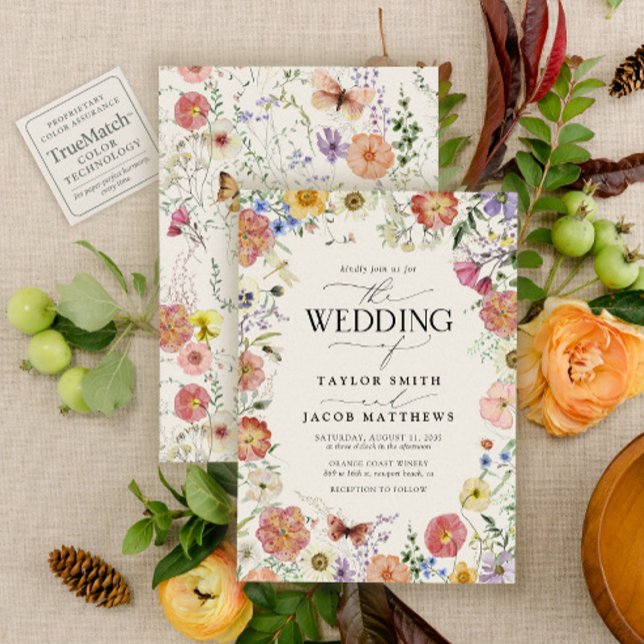 Invitación Modern Pressed Wildflower Boho Chic Wedding (Subido por el creador)