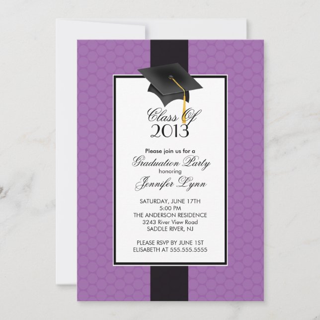 Invitación Modern Purple 2013 Graduation Party Invitation (Anverso)