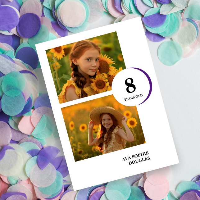 Invitación Modern Purple 2 Multi Photos Birthday  (Subido por el creador)