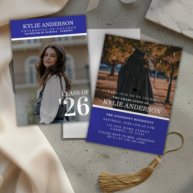 Invitación Modern Purple College Graduation Senior Photo (Modern Purple College Graduation Senior Photo Invitation)