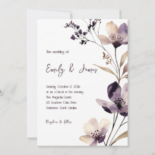 Invitación Modern Purple Floral Wedding