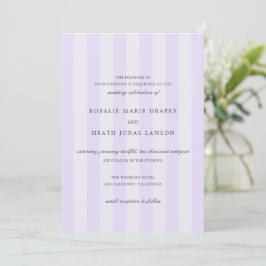 Invitación Modern Purple Stripes Elegant Wedding