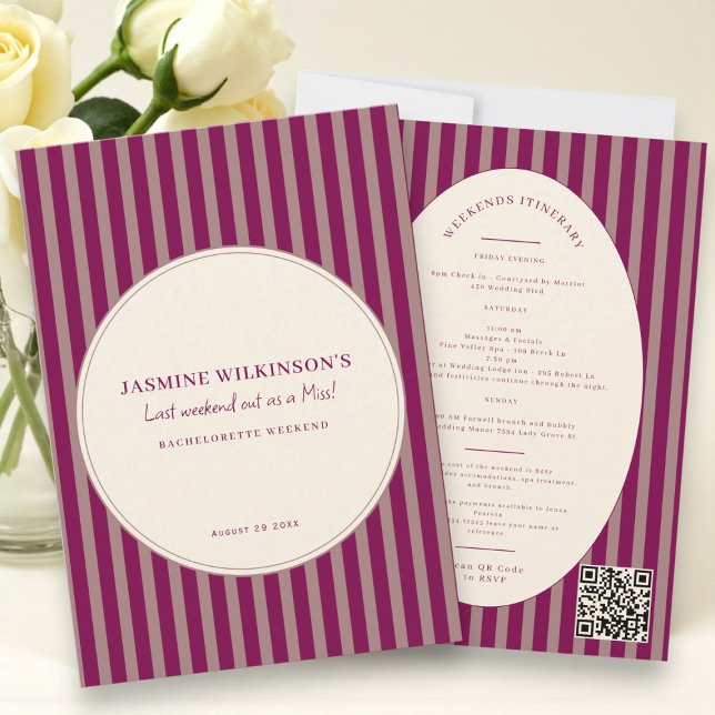 Invitación Modern QR code Bachelorette Weekend Itinerary (Subido por el creador)