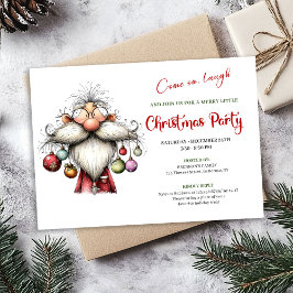 Invitación Modern Quirky Santa Watercolor Christmas Invite