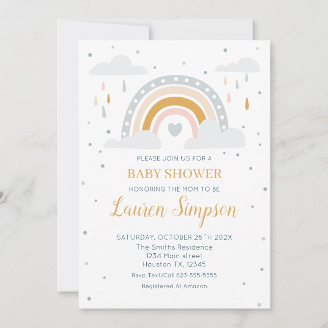 Invitación Modern Rainbow Invitation Baby Shower (Anverso)