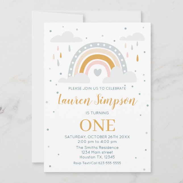 Invitación Modern Rainbow Invitation Birthday (Anverso)