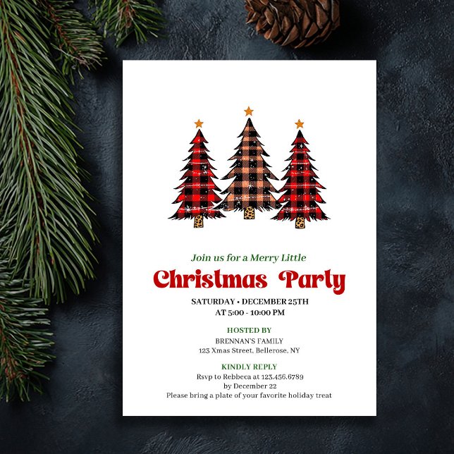 Invitación Modern Red Black Plaid Festive Editable Invite (Modern Red Black Plaid Festive Editable Invite)