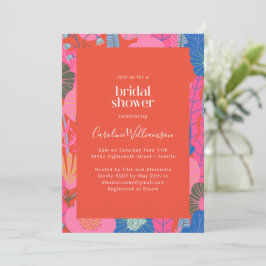 Invitación Modern Red Boho Floral Stylish Bridal Shower