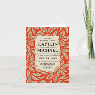 Invitación Modern Red Botanical Elegant Leaf