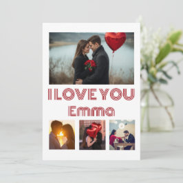 Invitación Modern Red Valentine’s Day Photo Card – 4 Photos