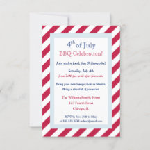 Modern Red White Stripes 4 de julio Fiesta de barb