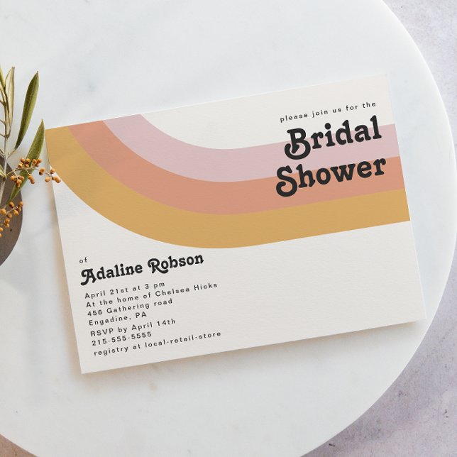 Invitación Modern Retro 70's Rainbow Bridal Shower (Subido por el creador)