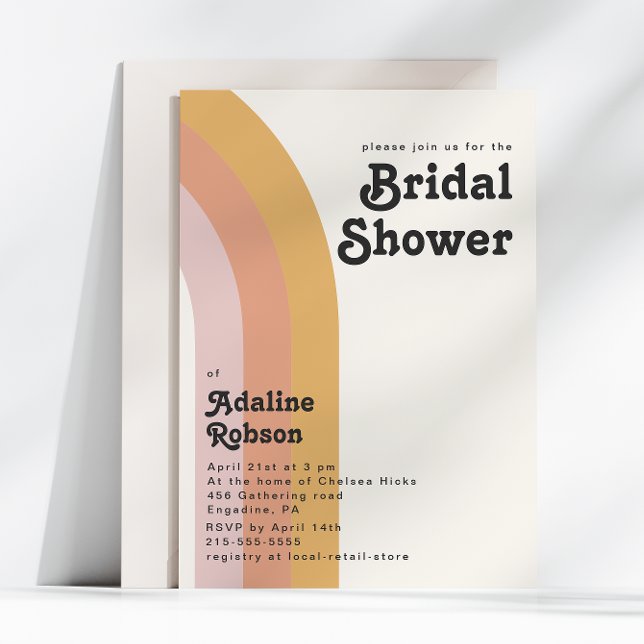 Invitación Modern Retro 70's Rainbow Bridal Shower (Subido por el creador)