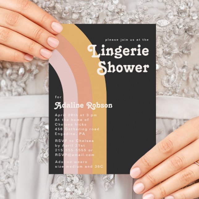 Invitación Modern Retro 70's Rainbow Dark Lingerie Shower (Subido por el creador)