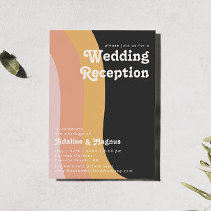 Invitación Modern Retro 70's Rainbow Dark Wedding Recepción