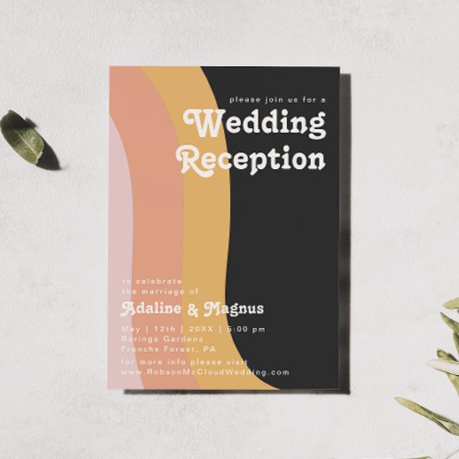 Invitación Modern Retro 70's Rainbow Dark Wedding Recepción (Subido por el creador)