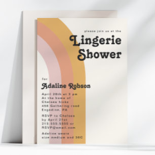 Invitación Modern Retro 70's Rainbow Lingerie Shower