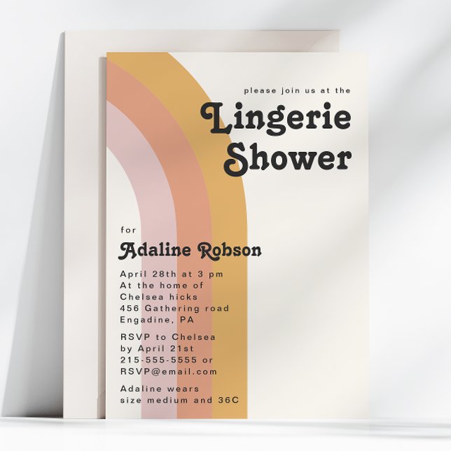 Invitación Modern Retro 70's Rainbow Lingerie Shower (Subido por el creador)