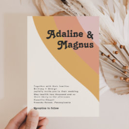 Invitación Modern Retro Boda arcoiris de los años 70