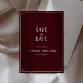 Invitación Modern Retro Burgundy Wedding Save the date