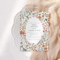 Modern Retro Groovy Floral Baby Shower