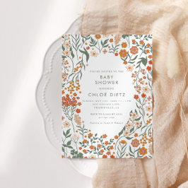 Invitación Modern Retro Groovy Floral Baby Shower