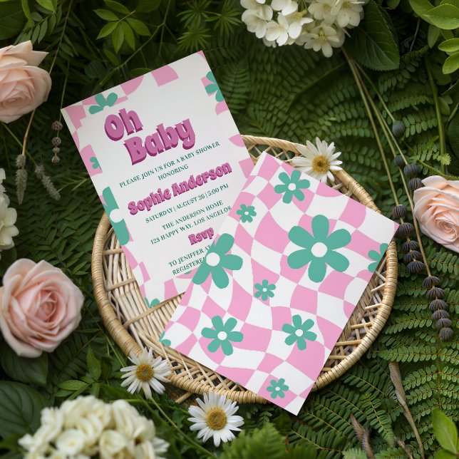 Invitación Modern Retro Pastel Oh Baby Shower Invitation (Subido por el creador)