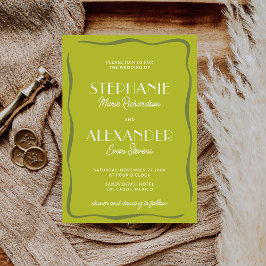 Invitación Modern Retro Vibrant Bold Citrus Green Wedding