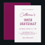 Invitación Modern Retro Wine 30th Birthday Fiesta<br><div class="desc">Celebra con estilo esta moderna invitación a la moda, empapada en el color del vino y acentuada por la tipografía retro que aparece con personalidad. Un guión minimalista elegante resalta su nombre, añadiendo un toque de elegancia a la vibración lúdica. Perfecto para marcar un hito con estilo, este diseño marca...</div>