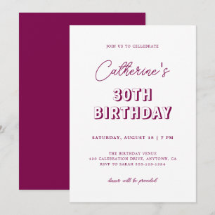 Invitación Modern Retro Wine 30th Birthday Fiesta