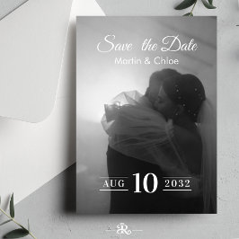 Invitación Modern Romantic Black and White Photo Wedding 