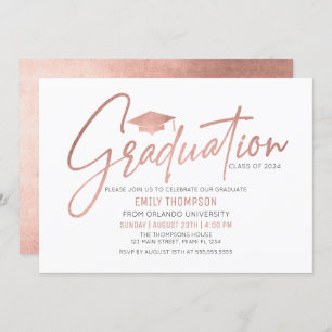 Invitación Modern Rose Gold  Graduation Invitation